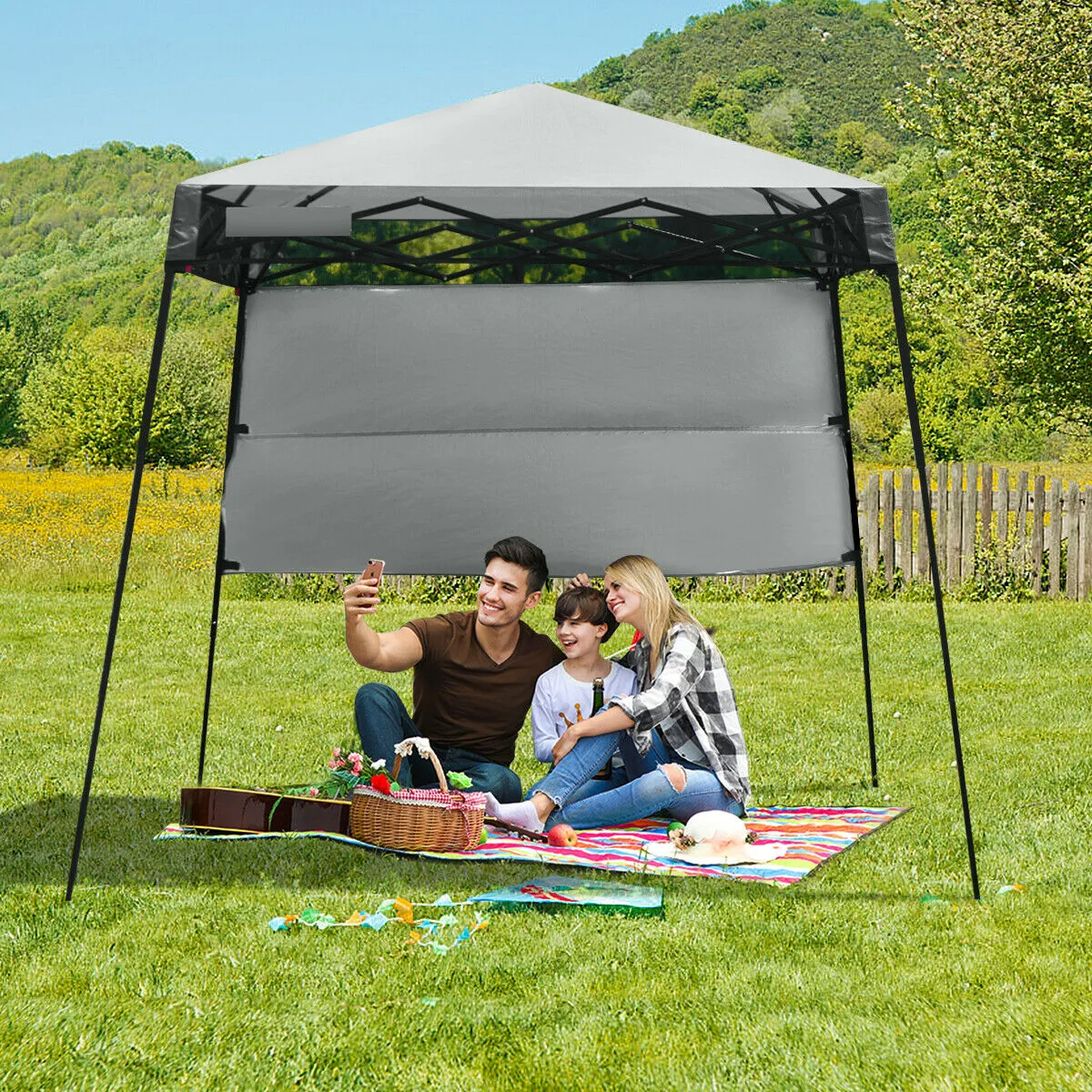 1.8M x 1.8M Pop Up Gazebo with 1 Side Panel