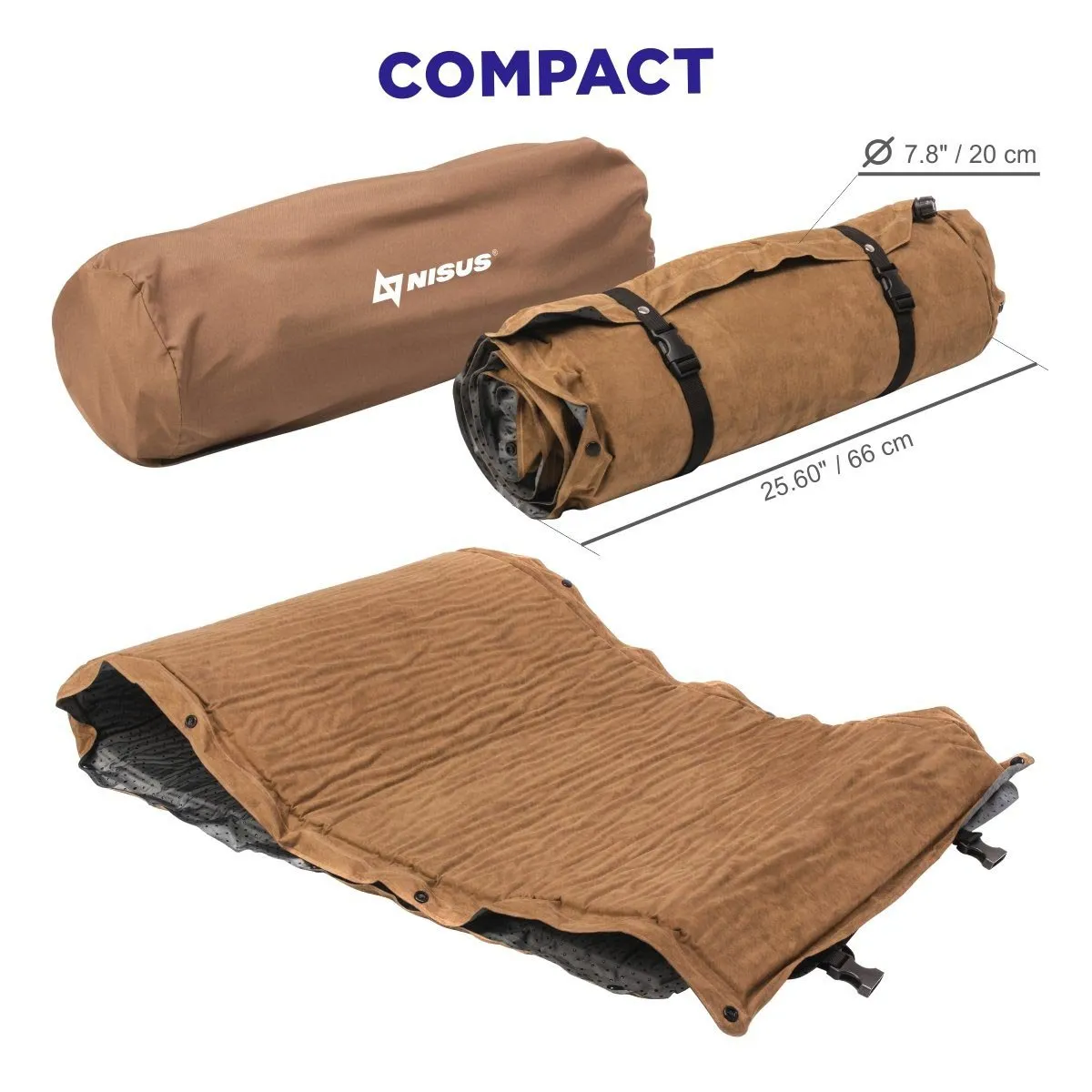 2.5-inch Lightweight Self Inflating Camping Sleeping Pad, Beige