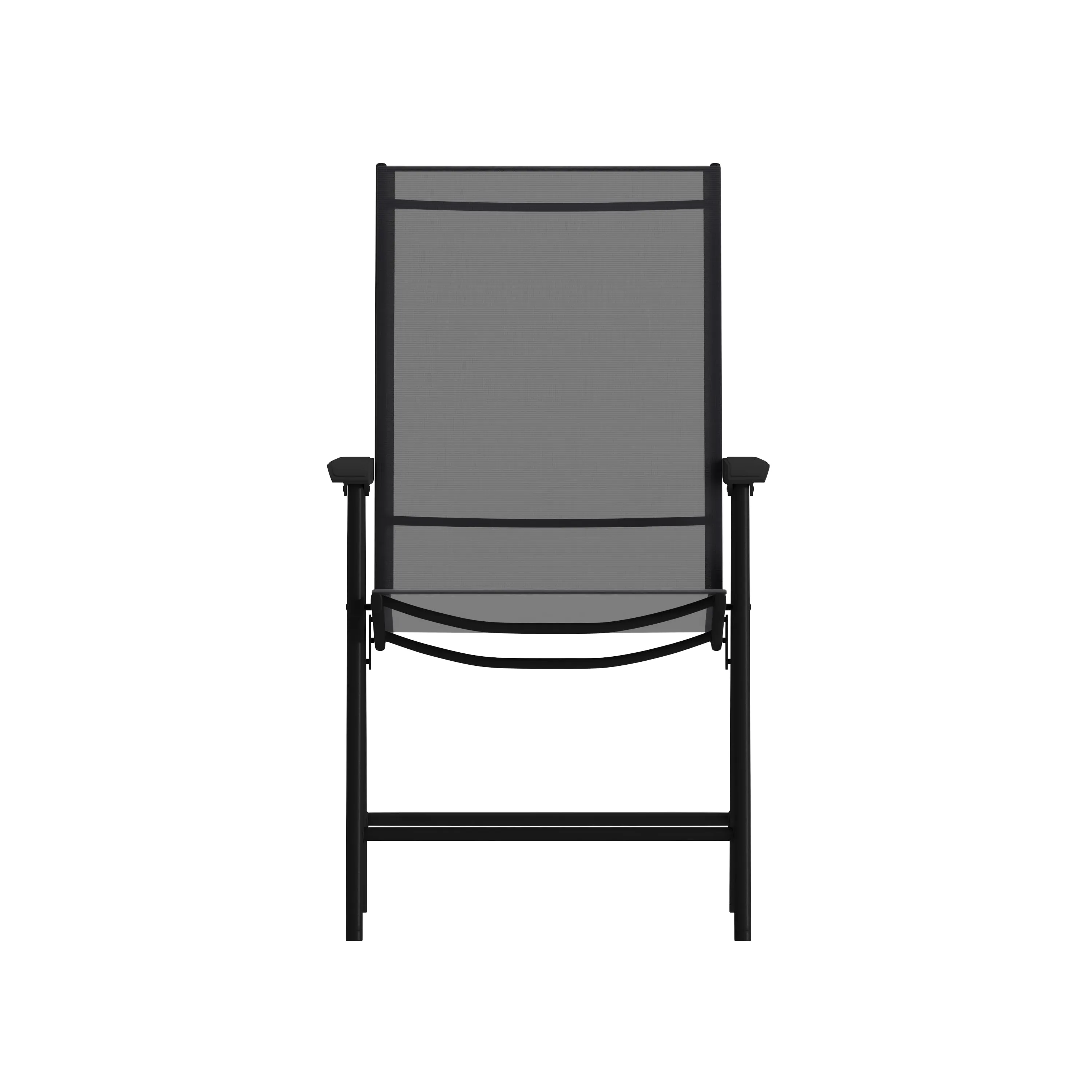 2PK BK/BK Folding Patio Chair 2-TLH-SC-044-BKBK-GG