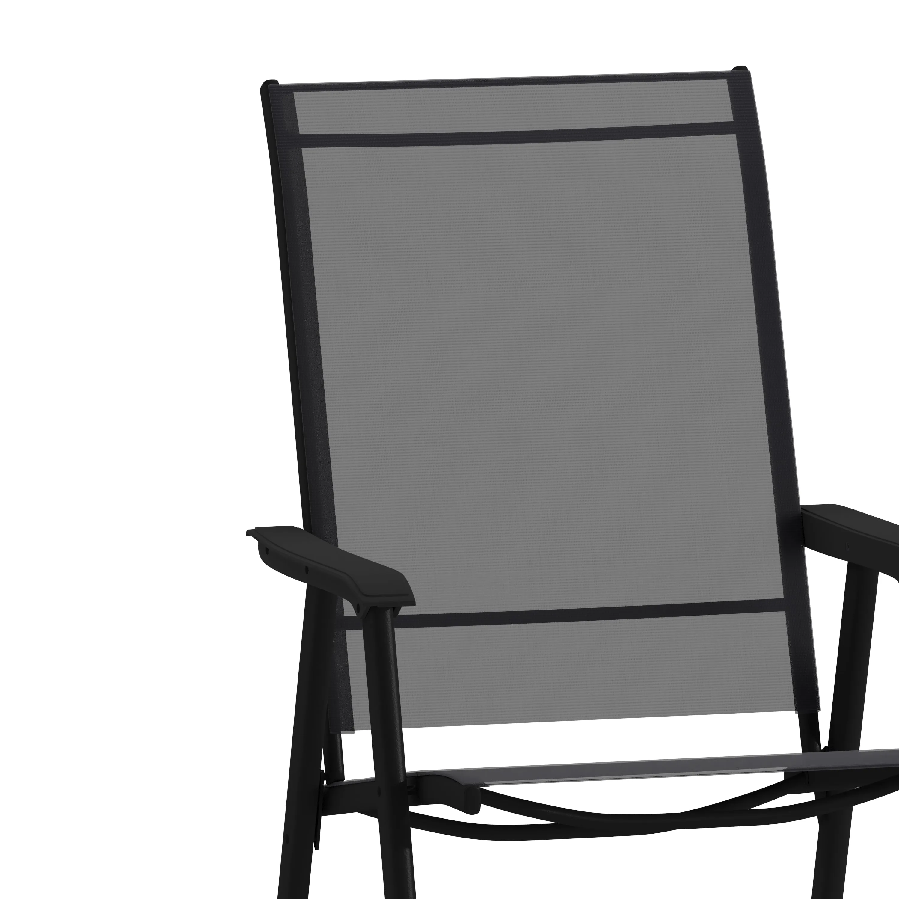 2PK BK/BK Folding Patio Chair 2-TLH-SC-044-BKBK-GG