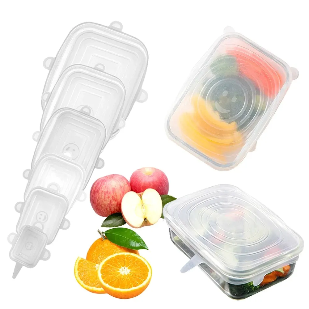 6 Pack Square Stretchable Silicone Lids