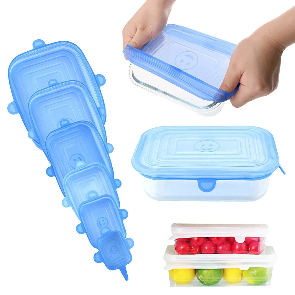 6 Pack Square Stretchable Silicone Lids