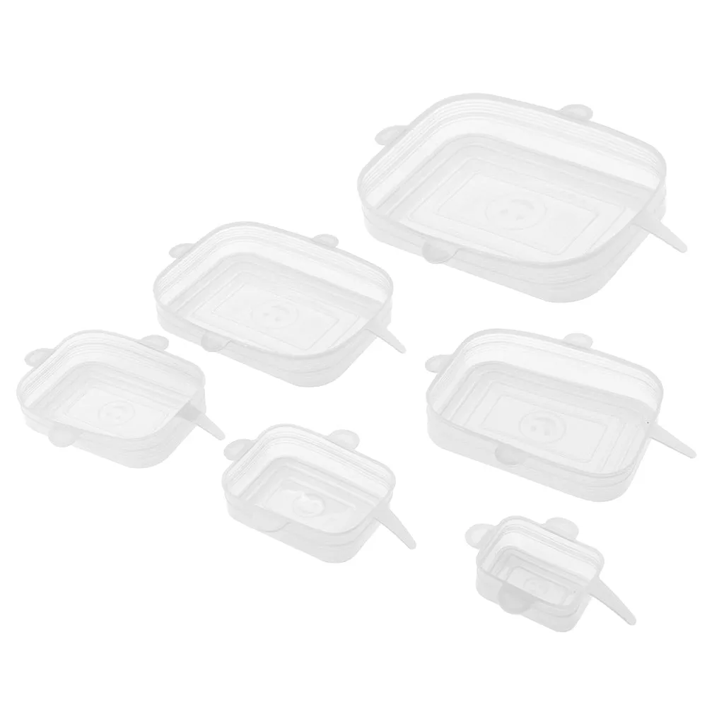 6 Pack Square Stretchable Silicone Lids