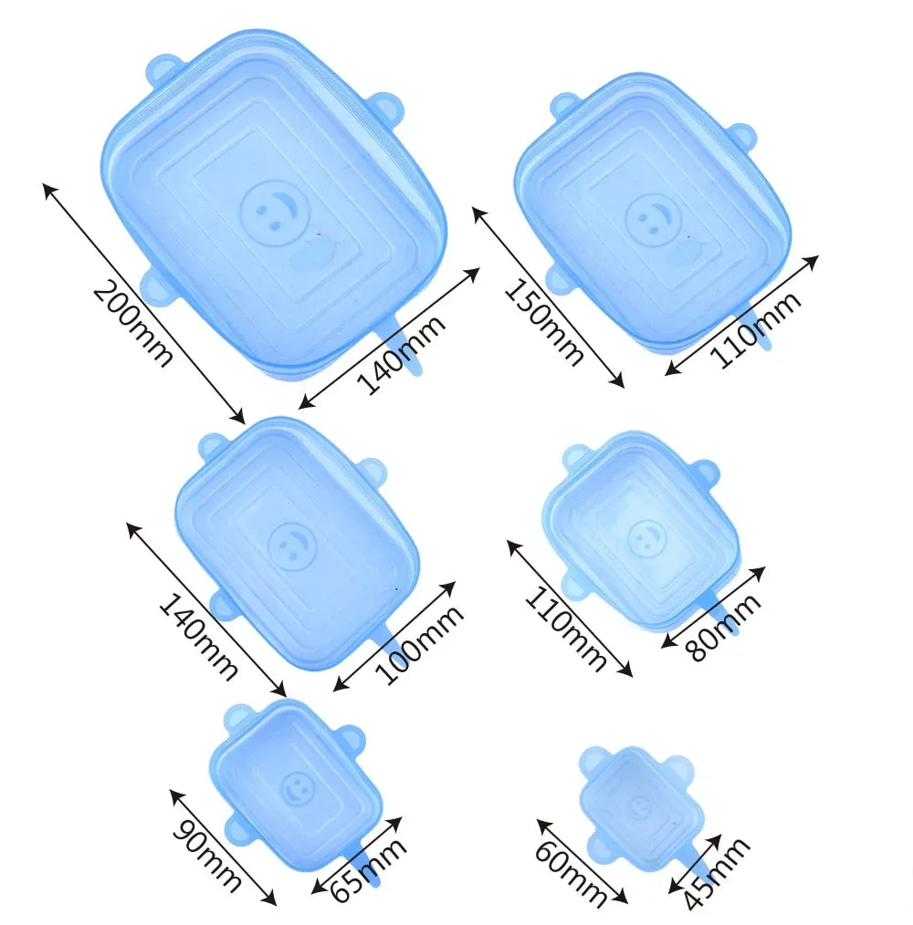 6 Pack Square Stretchable Silicone Lids