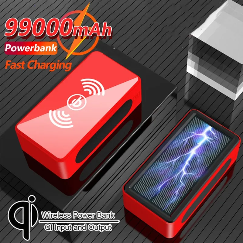 99000mAh Qi Solar Wireless Charging Power Bank