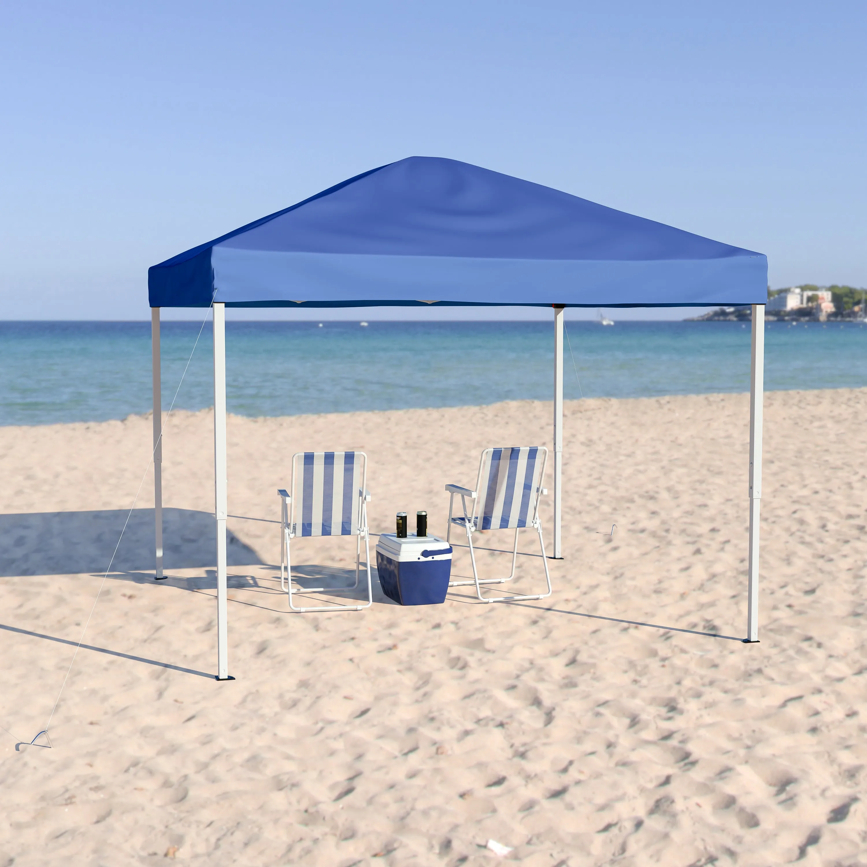 Allyson 10'x10' Blue Outdoor Pop Up Event Slanted Leg Canopy Tent w/Carry Bag