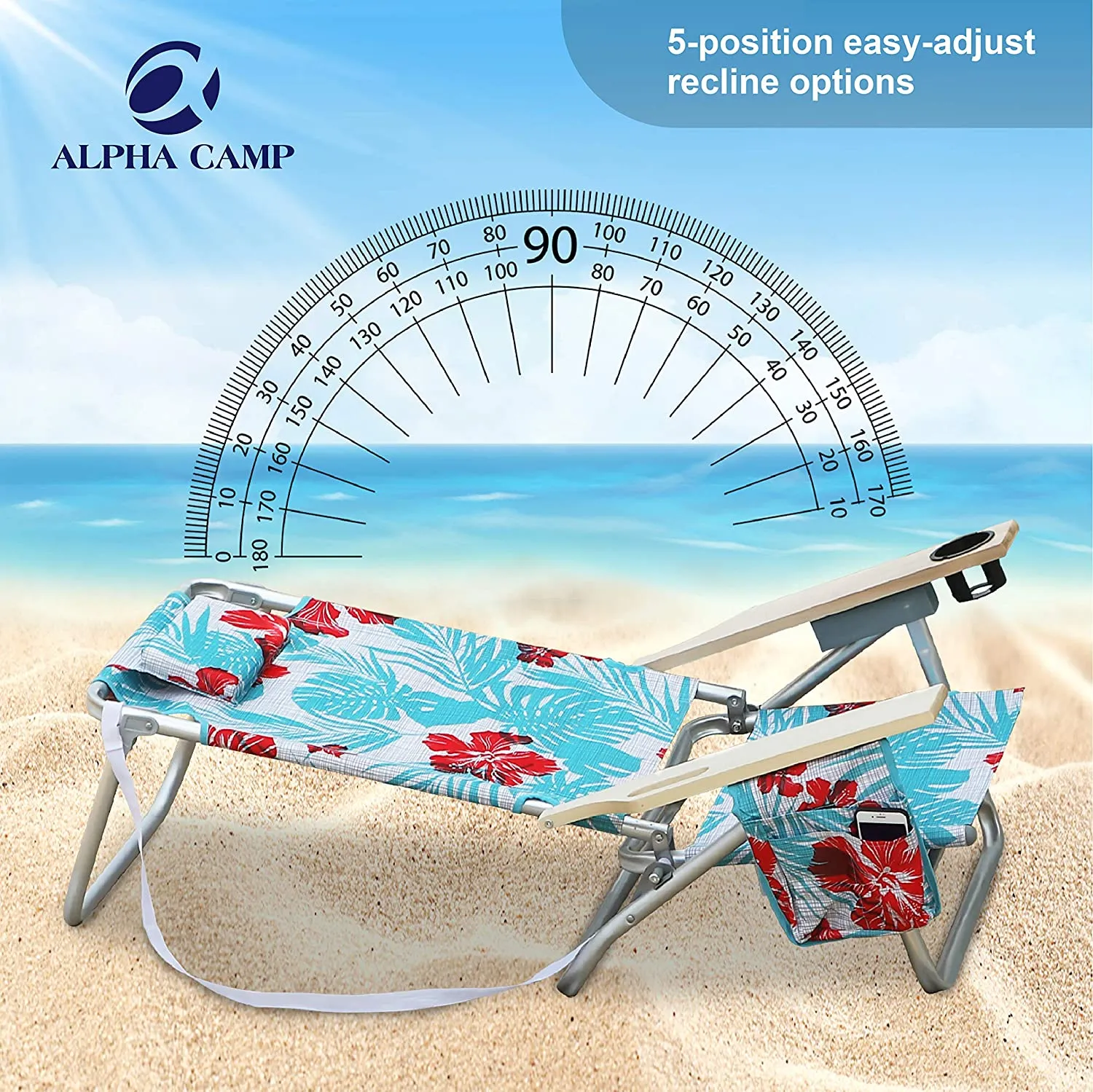 ALPHA CAMP Camping Folding Beach Chair