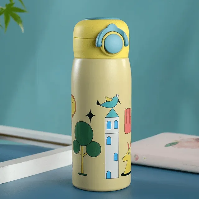 Animated Stainless Steel Sipper Bottle - Fun & Leak-Proof Water Bottle for Kids