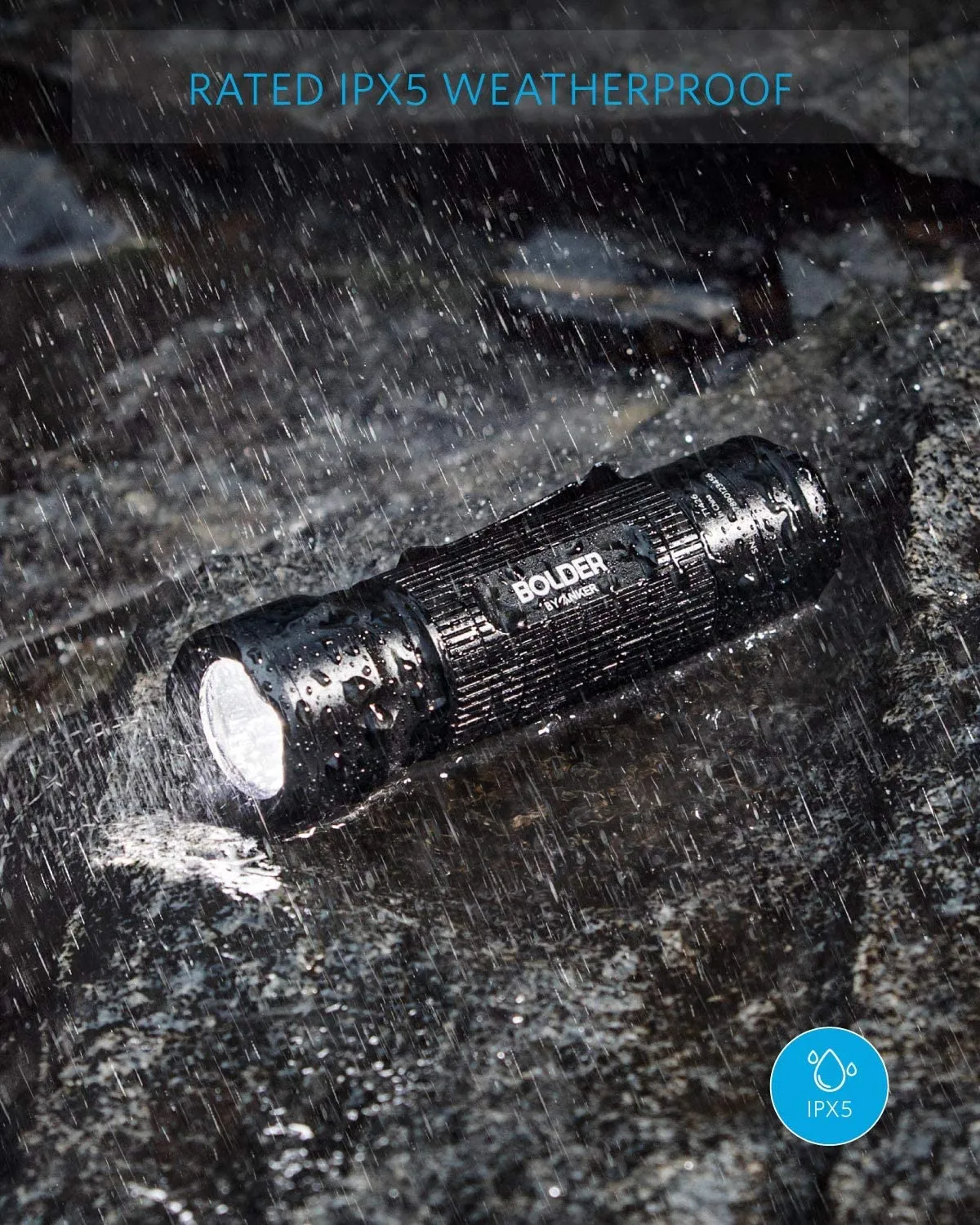 Anker Bolder LC30 Flashlight, LED Torch, Super Bright 300 Lumens CREE LED, IPX5 Water Resistant, 3 Modes High/Low/Strobe, Pocket Sized