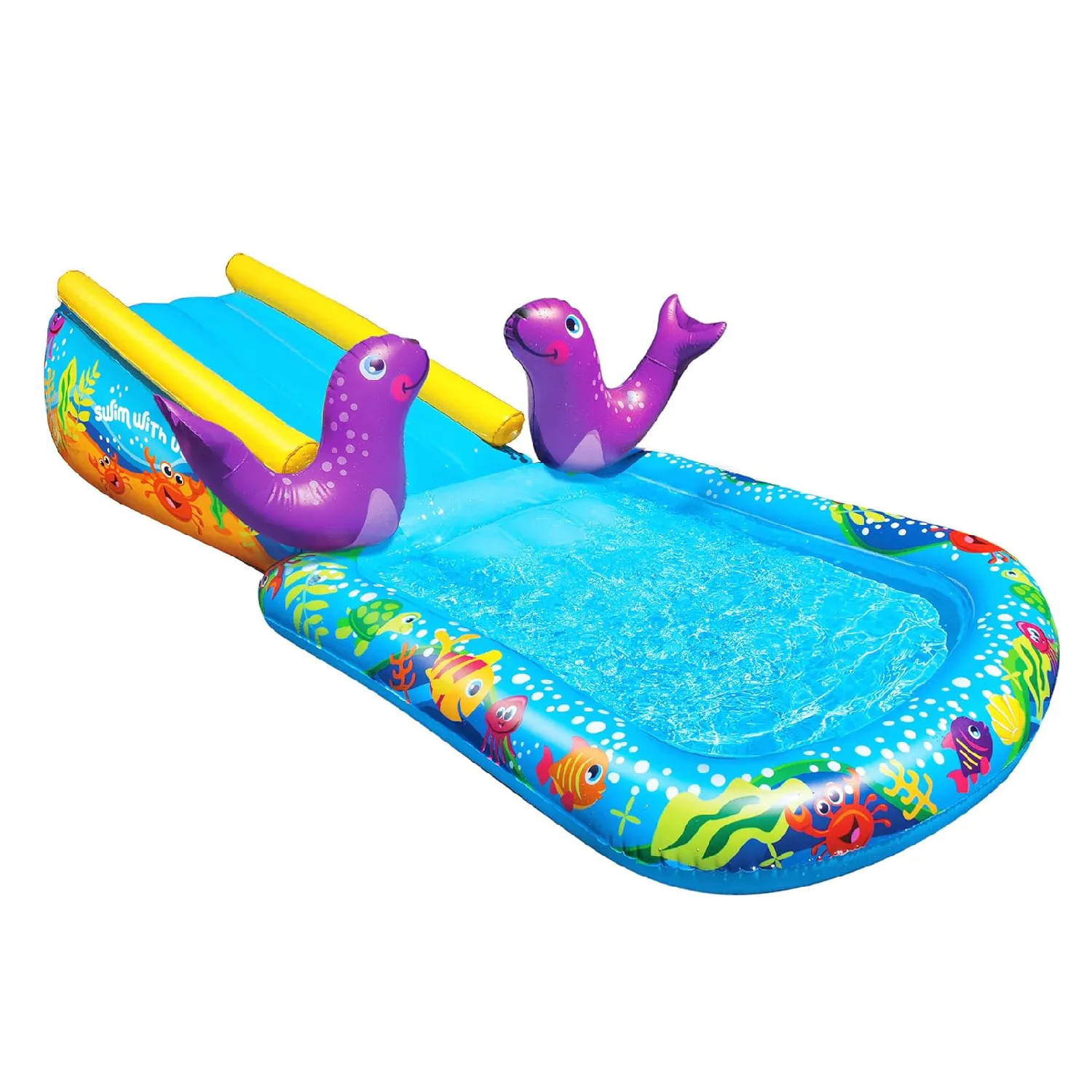 Banzai Inflatable Outdoor My First Water Slide & Splash Pool with Seal Sprinkler