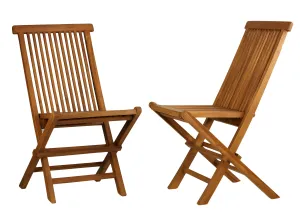 Bare Decor Vega Golden Teak Wood Outdoor Folding Chair (Set of 2)