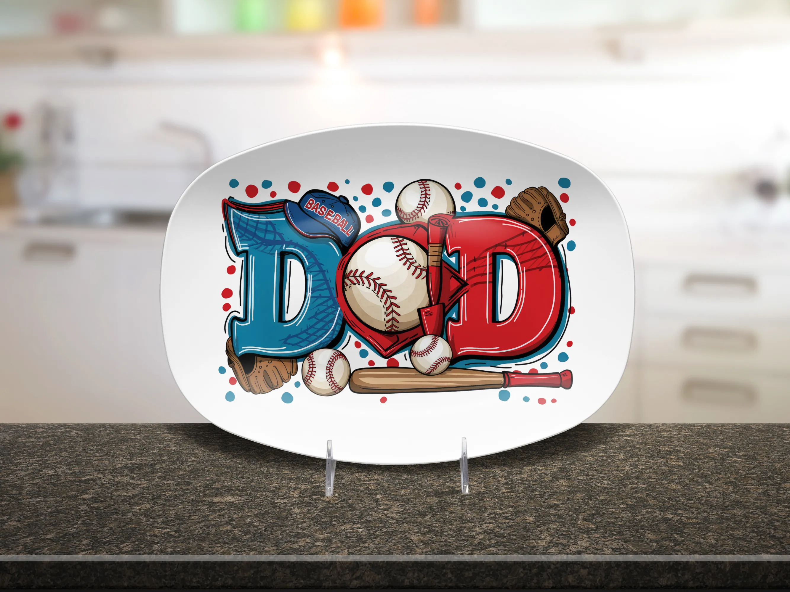 Baseball Dad BBQ Platter  10"x14" Platter