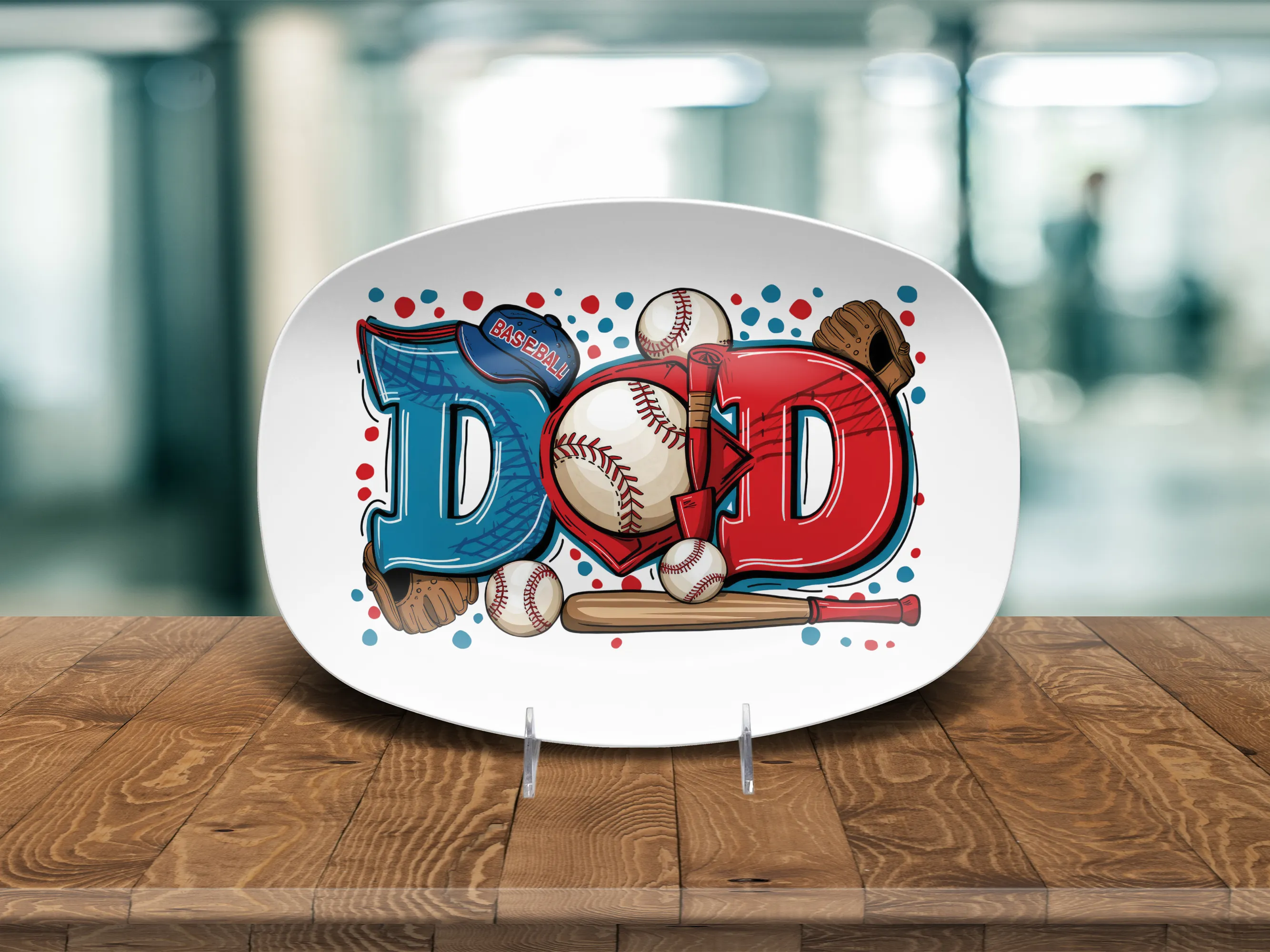 Baseball Dad BBQ Platter  10"x14" Platter