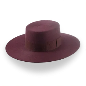 Burgundy Western Style Flat Brim Hat in Premium Wool Felt | The Mestizo