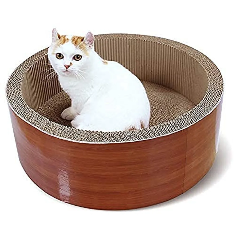 Cat Scratcher Post & Board, Round Cat Scratching Lounge Bed