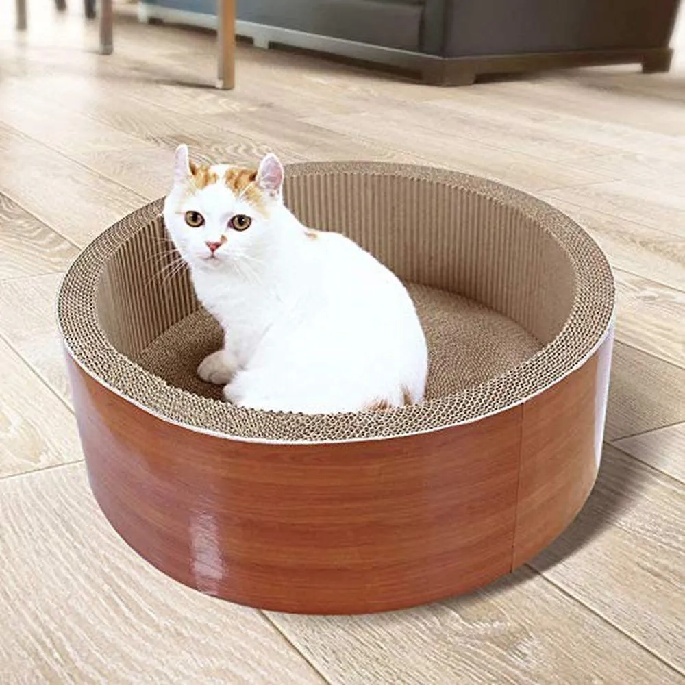 Cat Scratcher Post & Board, Round Cat Scratching Lounge Bed