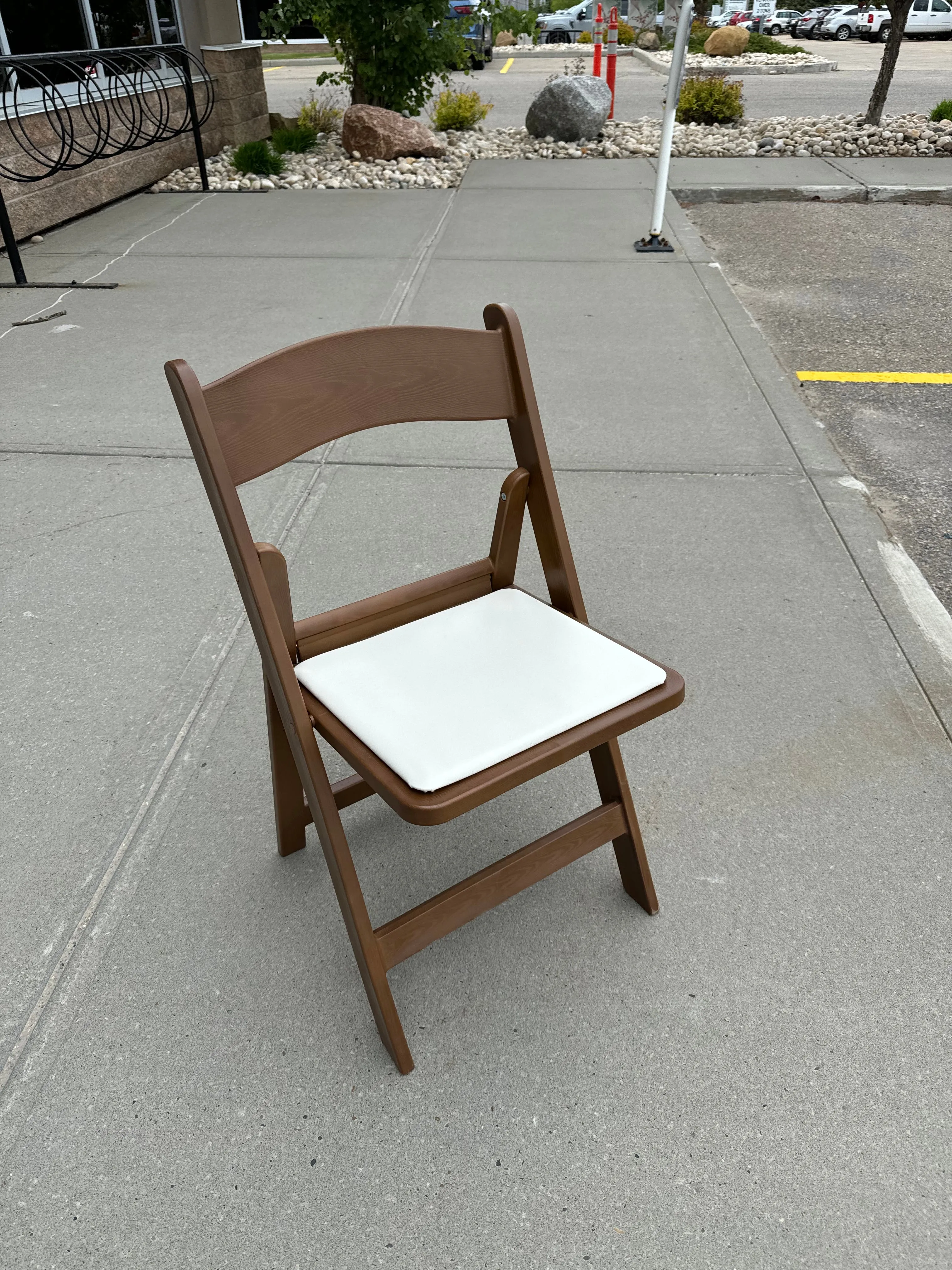 Chair, Walnut Resin Folding C/W Off Cream Pad