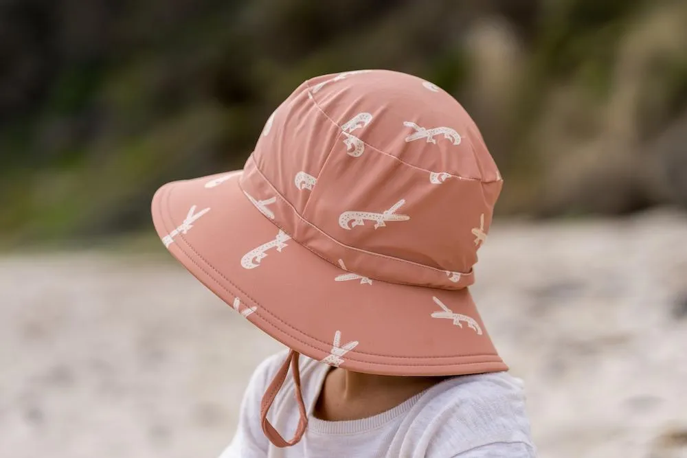 Crocodile Wide Brim Swim Bucket Hat