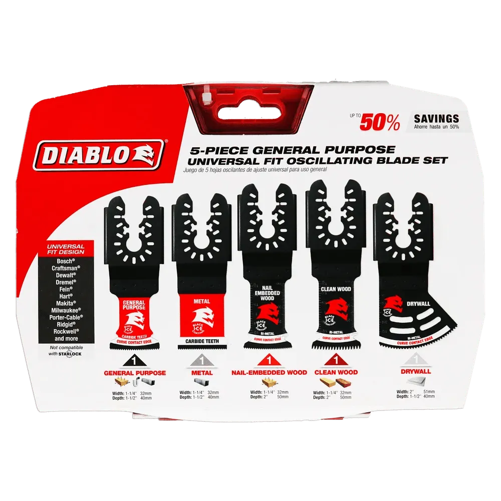 Diablo | 5 pc Universal Fit General Purpose Oscillating Blade Set (5-Piece)