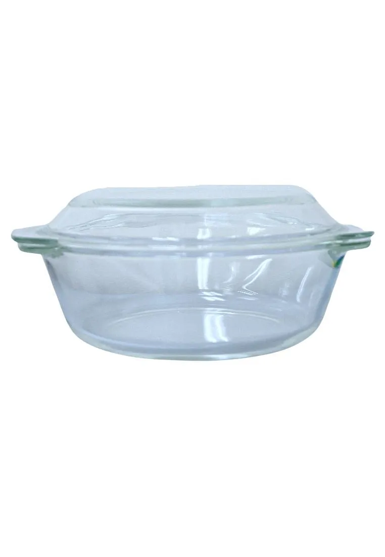 Edge Glass Round Casserole with Lid - Clear