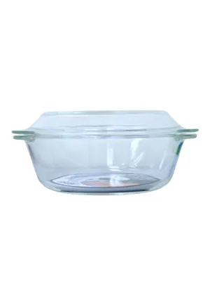 Edge Glass Round Casserole with Lid - Clear