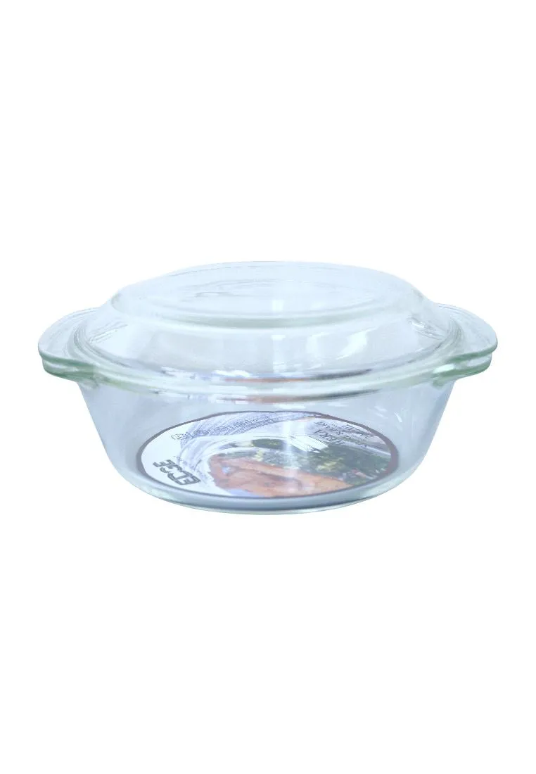 Edge Glass Round Casserole with Lid - Clear