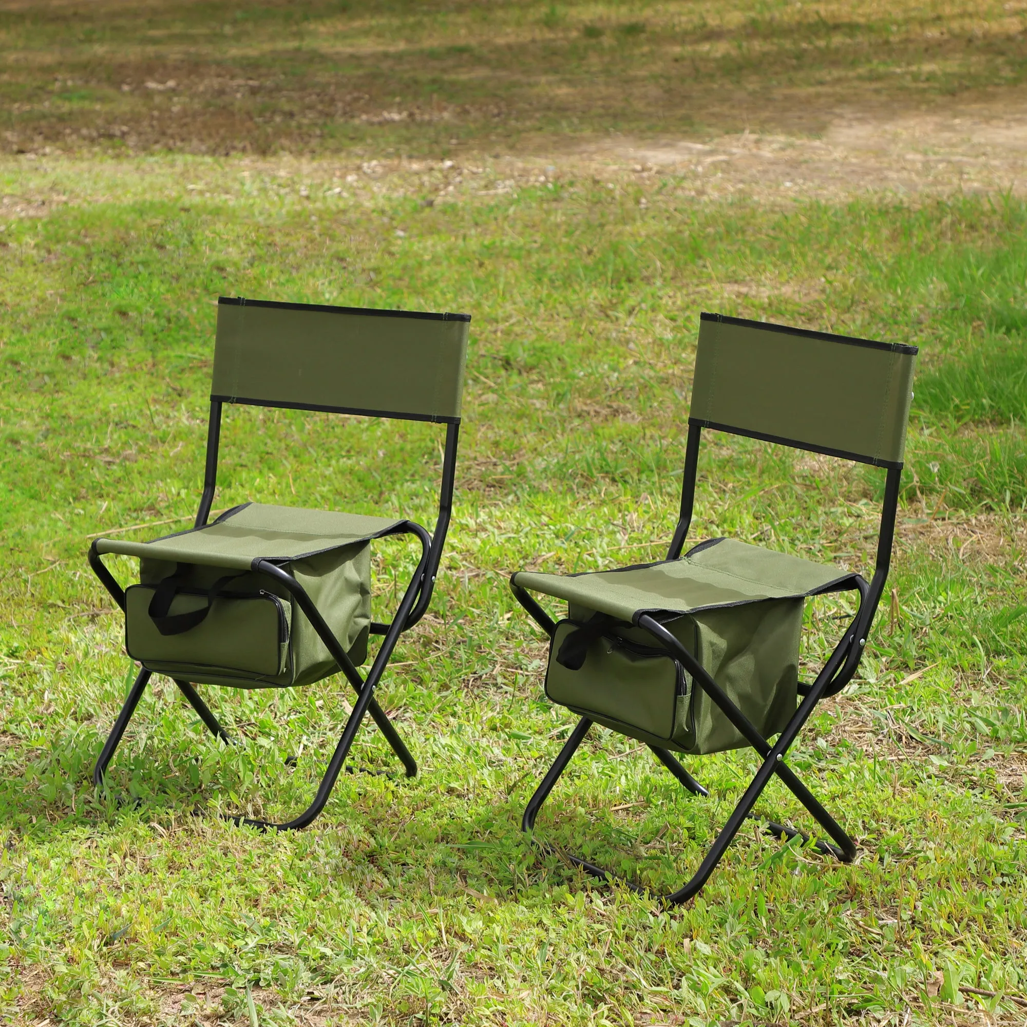 Elecwish 2-piece Folding Outdoor Chair with Storage Bag, Portable Chair Green