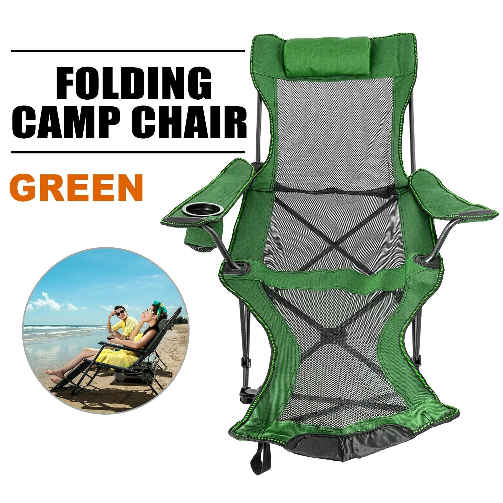 Folding Camp Chair With Footrest