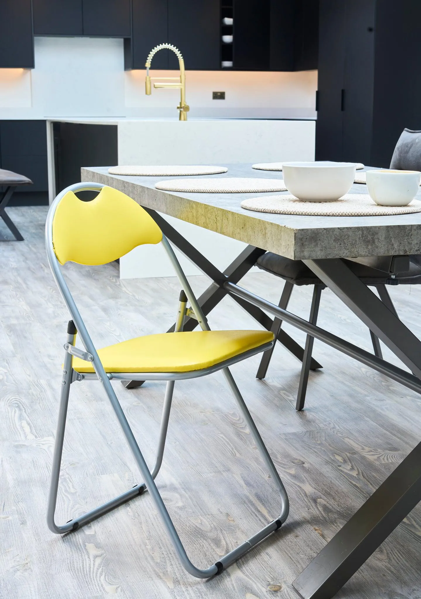 Folding Padded Office Chair - Yellow