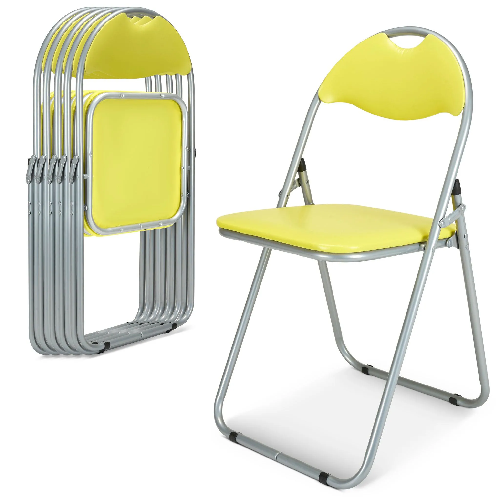 Folding Padded Office Chair - Yellow