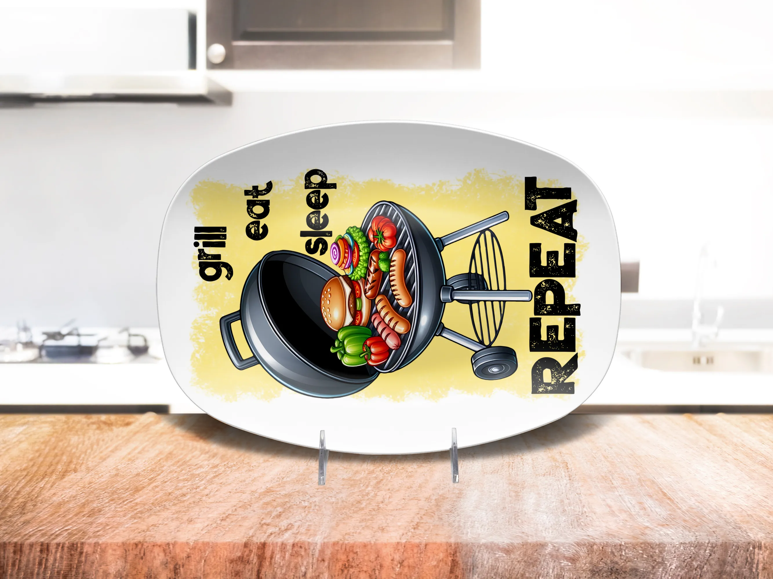 Grill Eat Sleep Repeat 10"x14" Platter