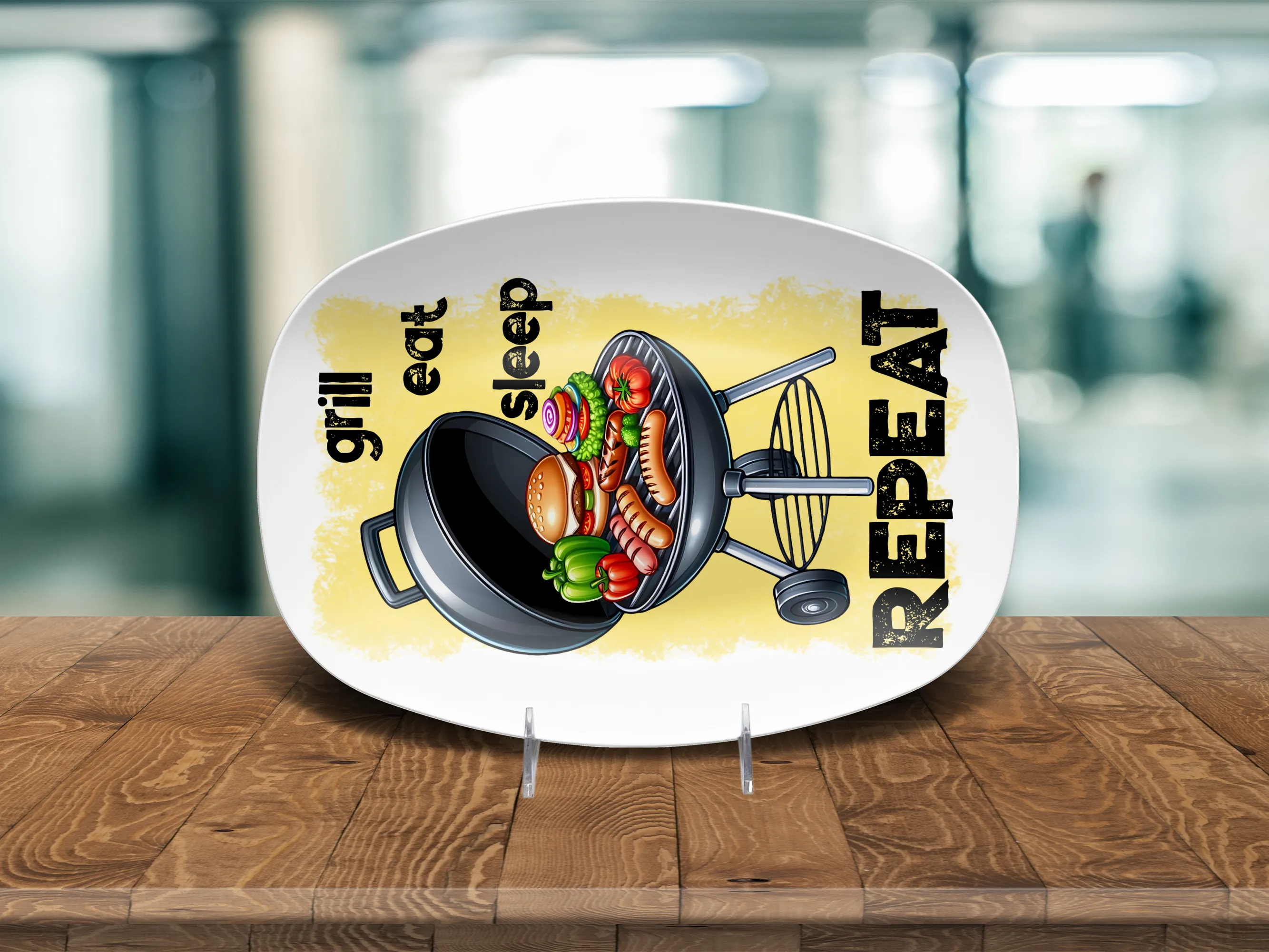 Grill Eat Sleep Repeat 10"x14" Platter