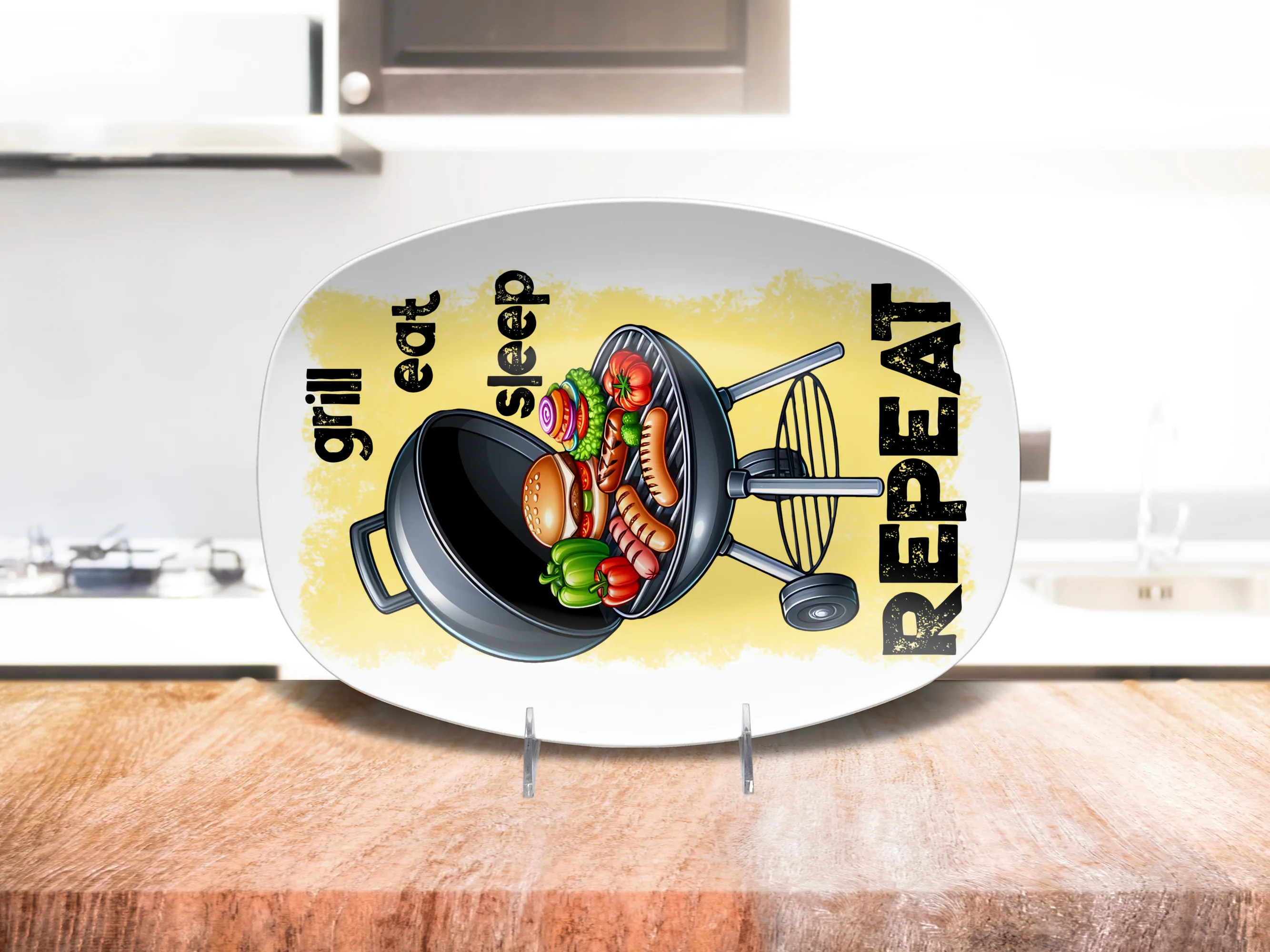 Grill Eat Sleep Repeat 10"x14" Platter