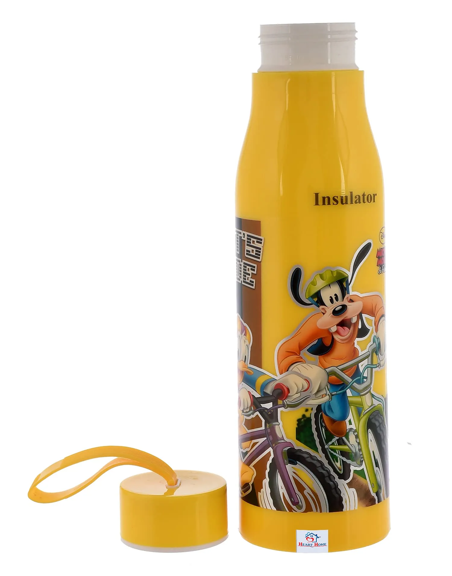 Heart Home Mickey Mouse & Friends Printed Bpa Free Food Grade Insulated Water Bottle For Kids-600Ml (Yellow)