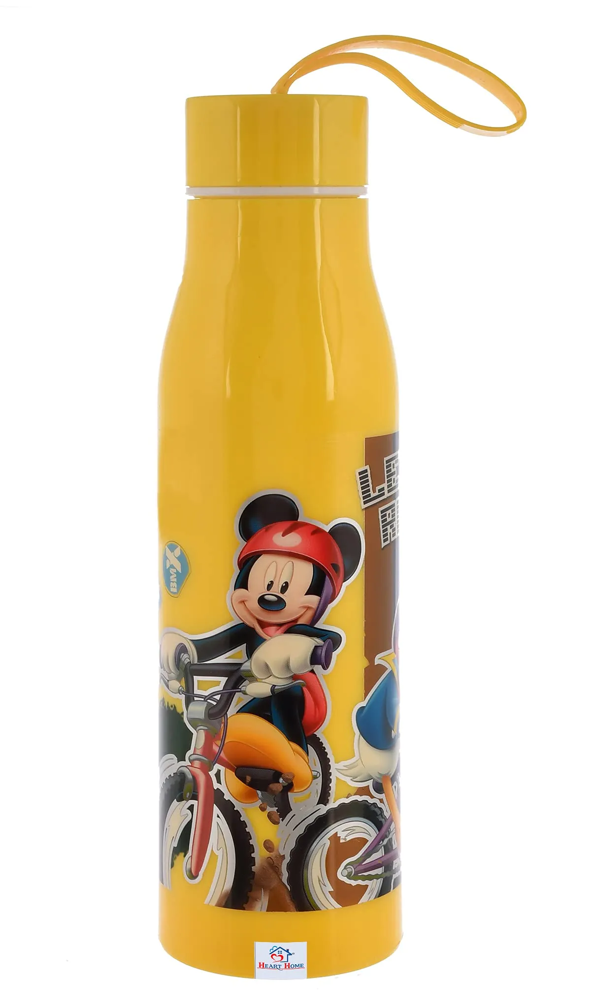 Heart Home Mickey Mouse & Friends Printed Bpa Free Food Grade Insulated Water Bottle For Kids-600Ml (Yellow)