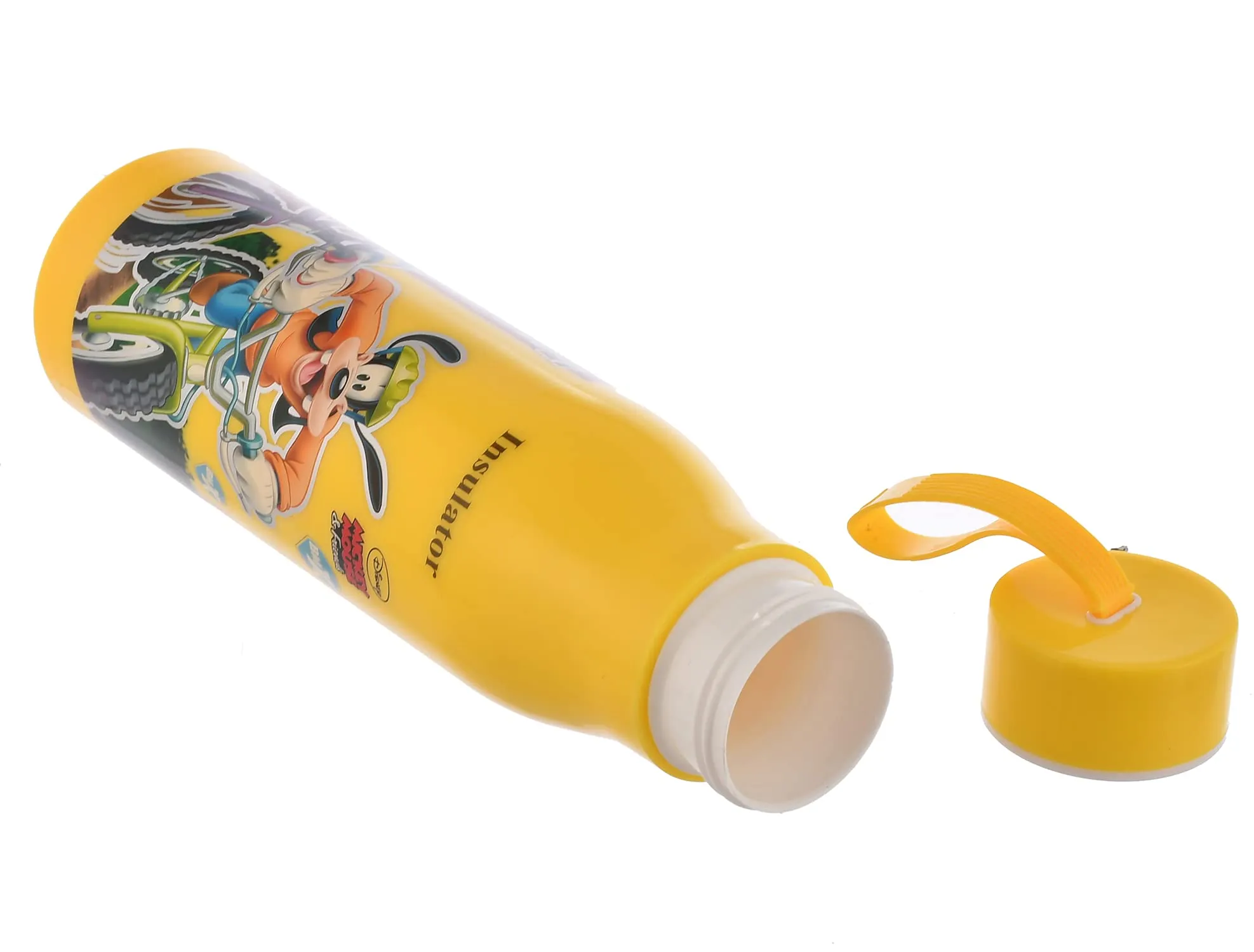 Heart Home Mickey Mouse & Friends Printed Bpa Free Food Grade Insulated Water Bottle For Kids-600Ml (Yellow)