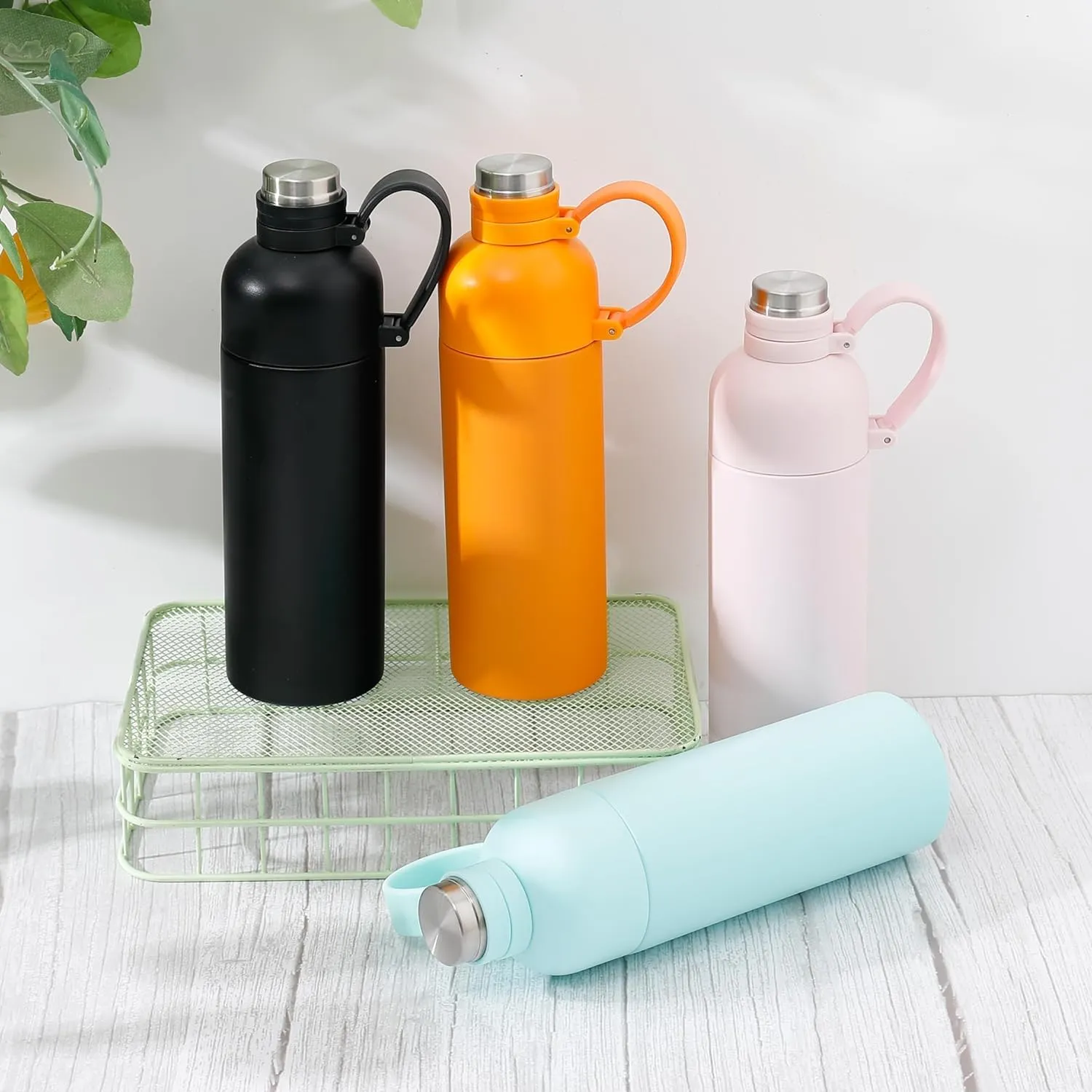 Heart Home Vacuum Insulated Water Bottle | Stainless Steel Sipper Bottle with Handle | Hot & Cold Water Bottle | Leakproof, BPA Free, Rustproof | 500 ML | Black