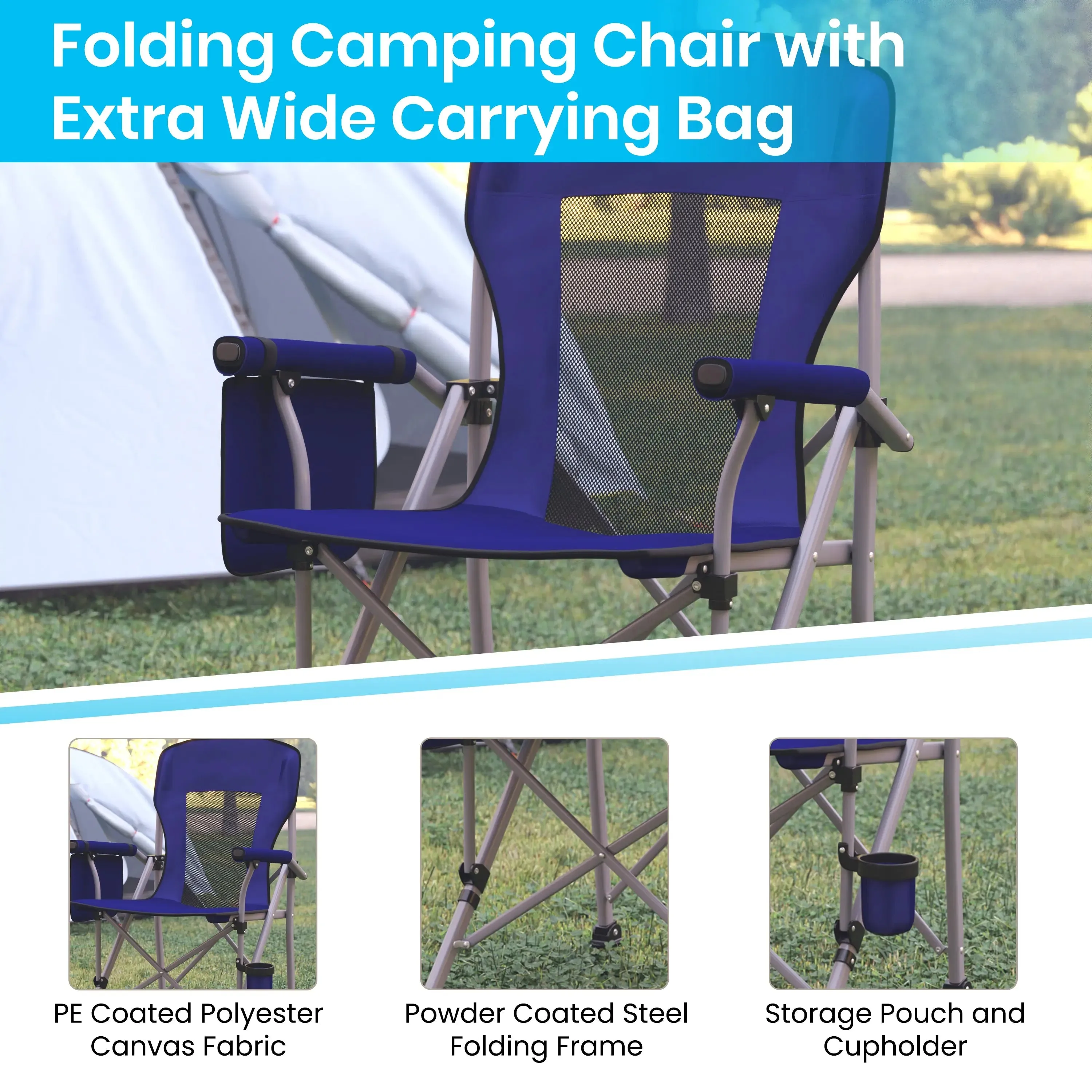 High Back Folding Heavy Duty Portable Camping Chair