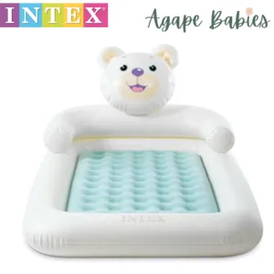 Intex Bear Kids Travel Bed Set, Includes Double Quick 1 Hand Pump (Ages 3-6)