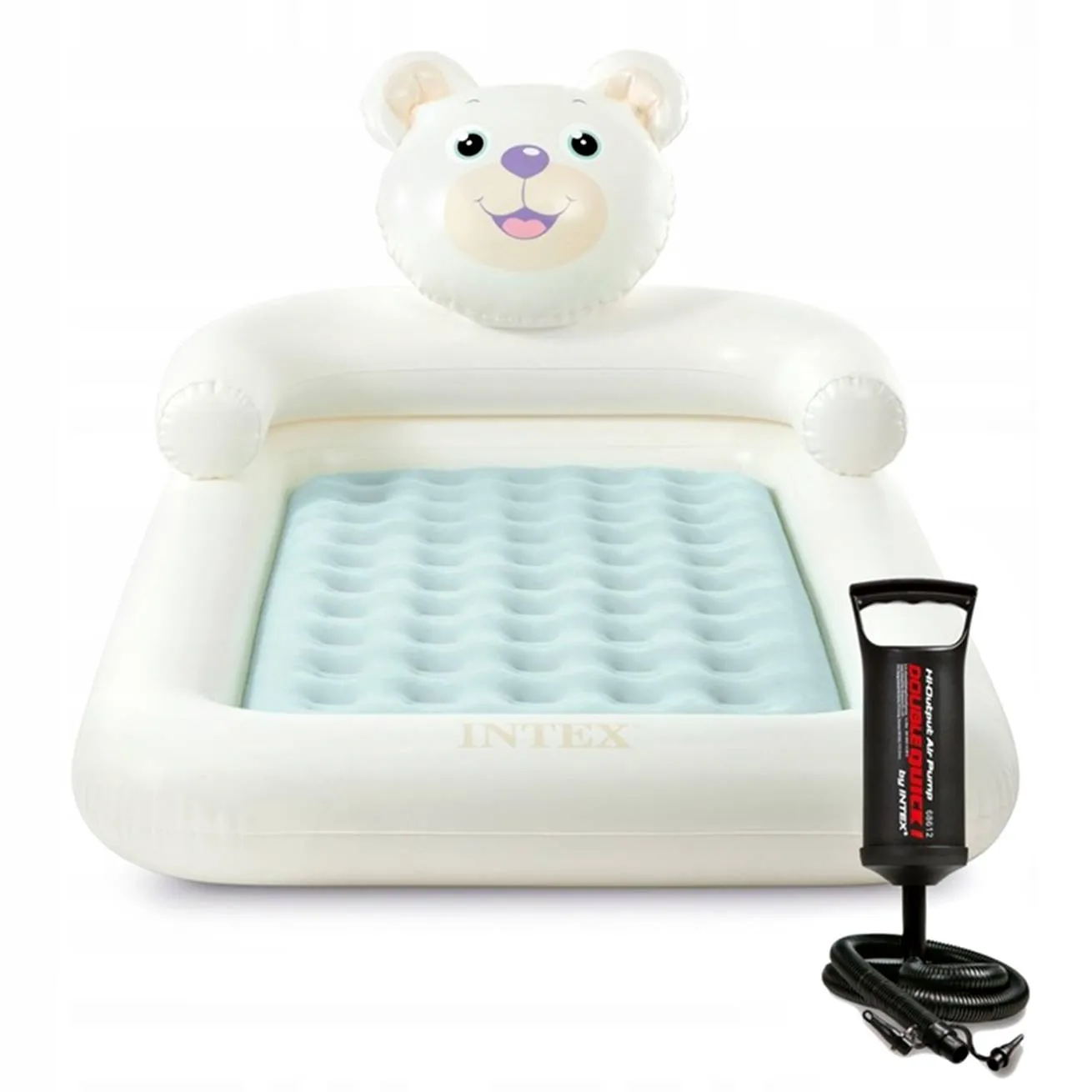 Intex Bear Kids Travel Bed Set, Includes Double Quick 1 Hand Pump (Ages 3-6)