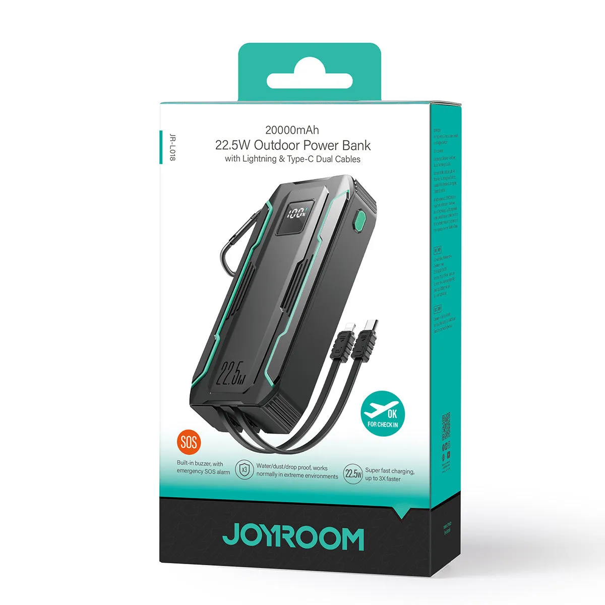 JOYROOM JR-L018 22.5W Power Bank 20000mAh with Dual Cables