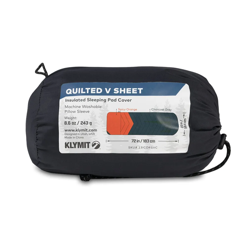 Klymit Quilted V Sheet, Washable Fitted Sheet for Regular Size Sleeping Pads