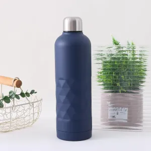 Kuber Industries Pack of 3 Vacuum Insulated Water Bottle | Stainless Steel Water Bottle | Hot & Cold Water Bottle | Leakproof, BPA Free, Rustproof | 750 ML | Dark Blue