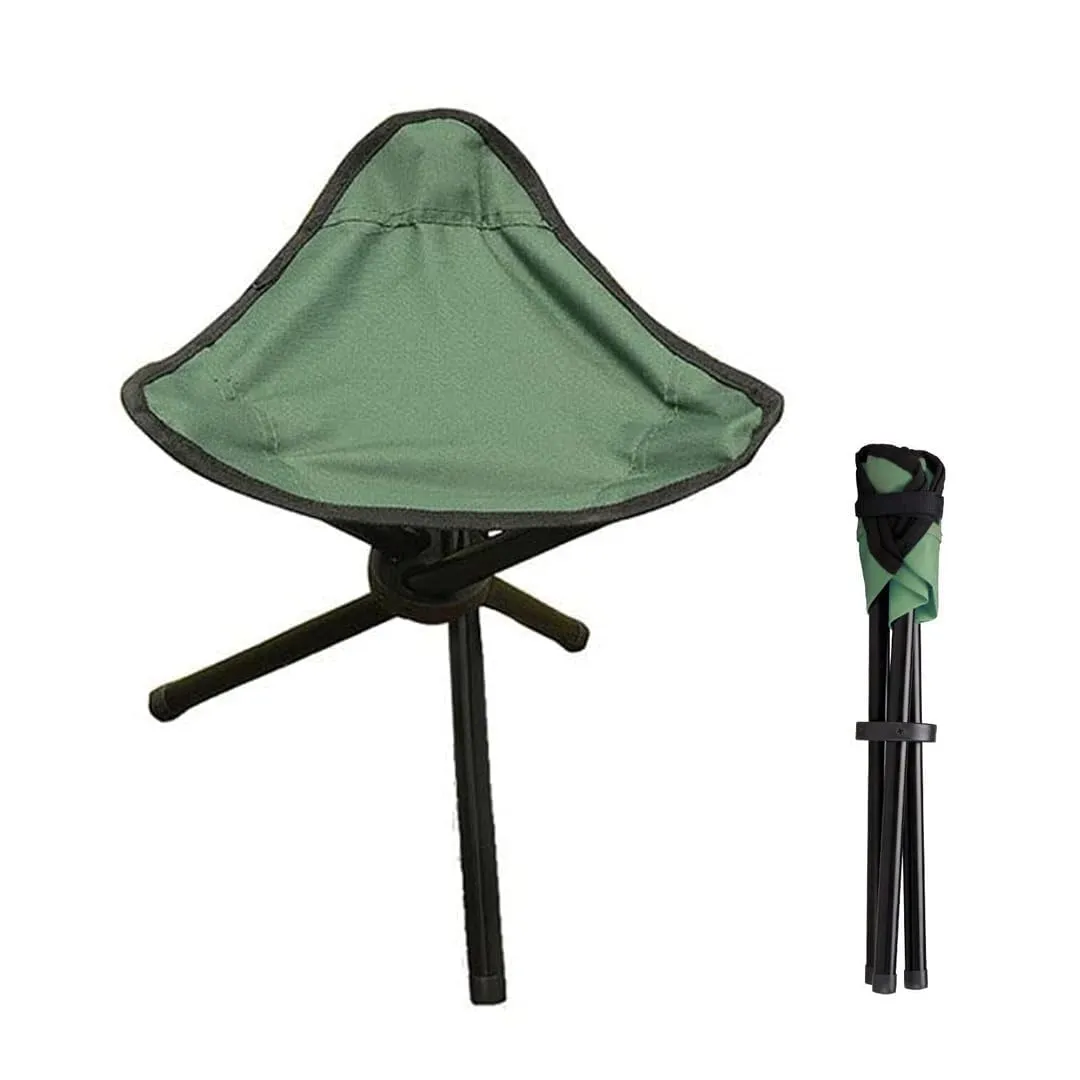 Kuber Industries Set of 4 Portable Stools for Travelling | Foldable Outdoor Sitting Chair | Tripod 3 Leg Chair for Camping, Picnic, Hiking | Blue(2) & Green(2)