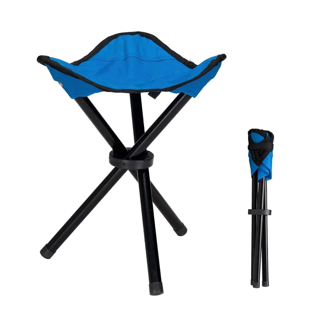 Kuber Industries Set of 4 Portable Stools for Travelling | Foldable Outdoor Sitting Chair | Tripod 3 Leg Chair for Camping, Picnic, Hiking | Blue(2) & Green(2)