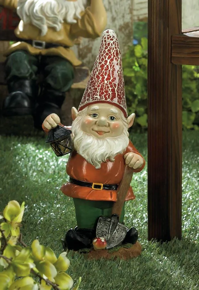 Little Lantern Gnome Solar Statue