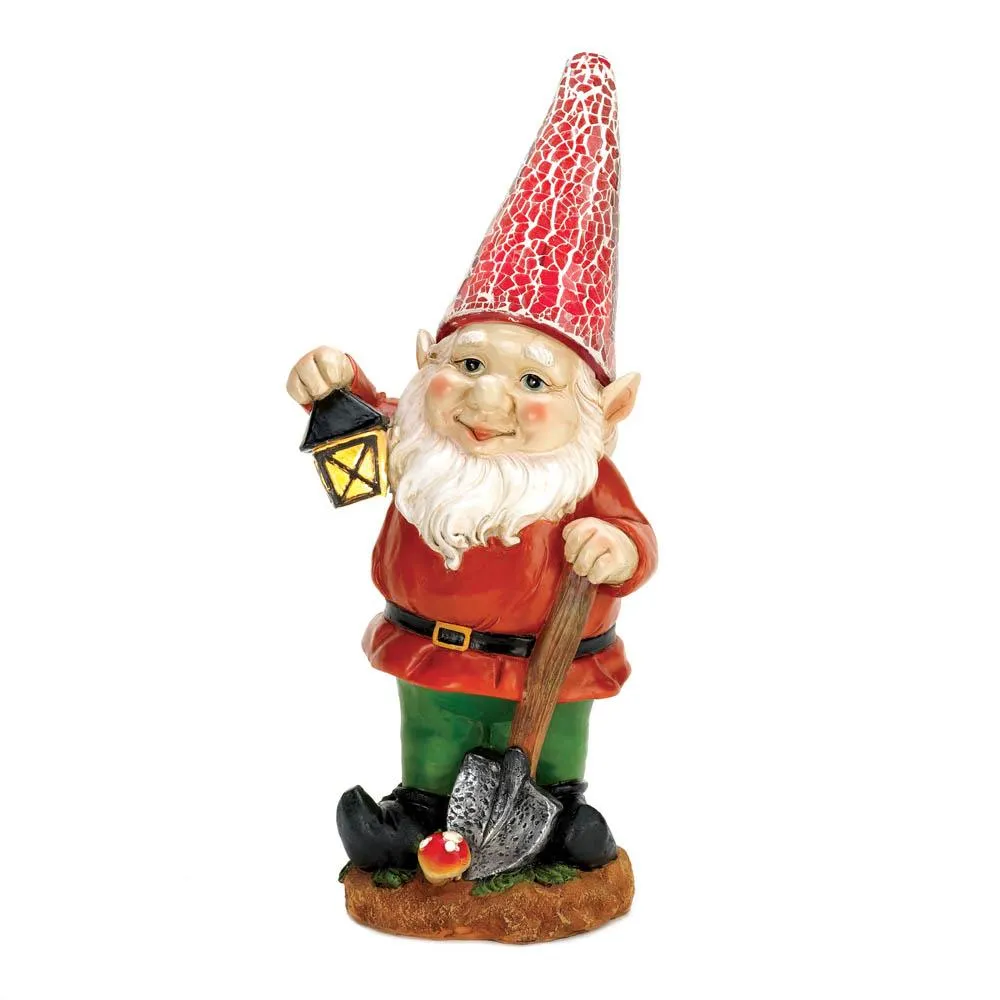 Little Lantern Gnome Solar Statue