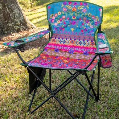 Natural Life Folding Camp Chair - Folk Floral Border