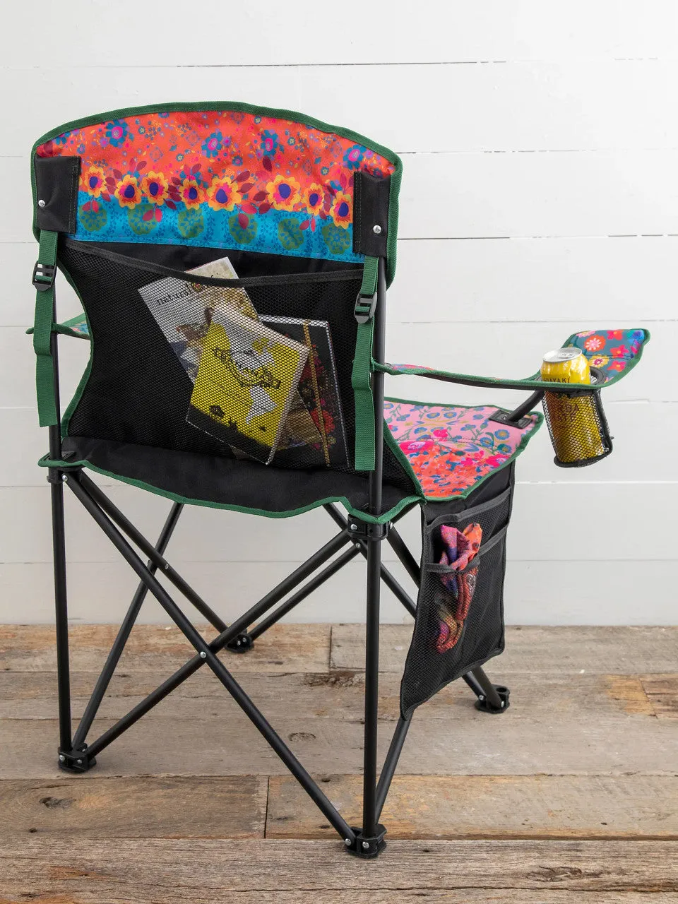 Natural Life Folding Camp Chair - Folk Floral Border