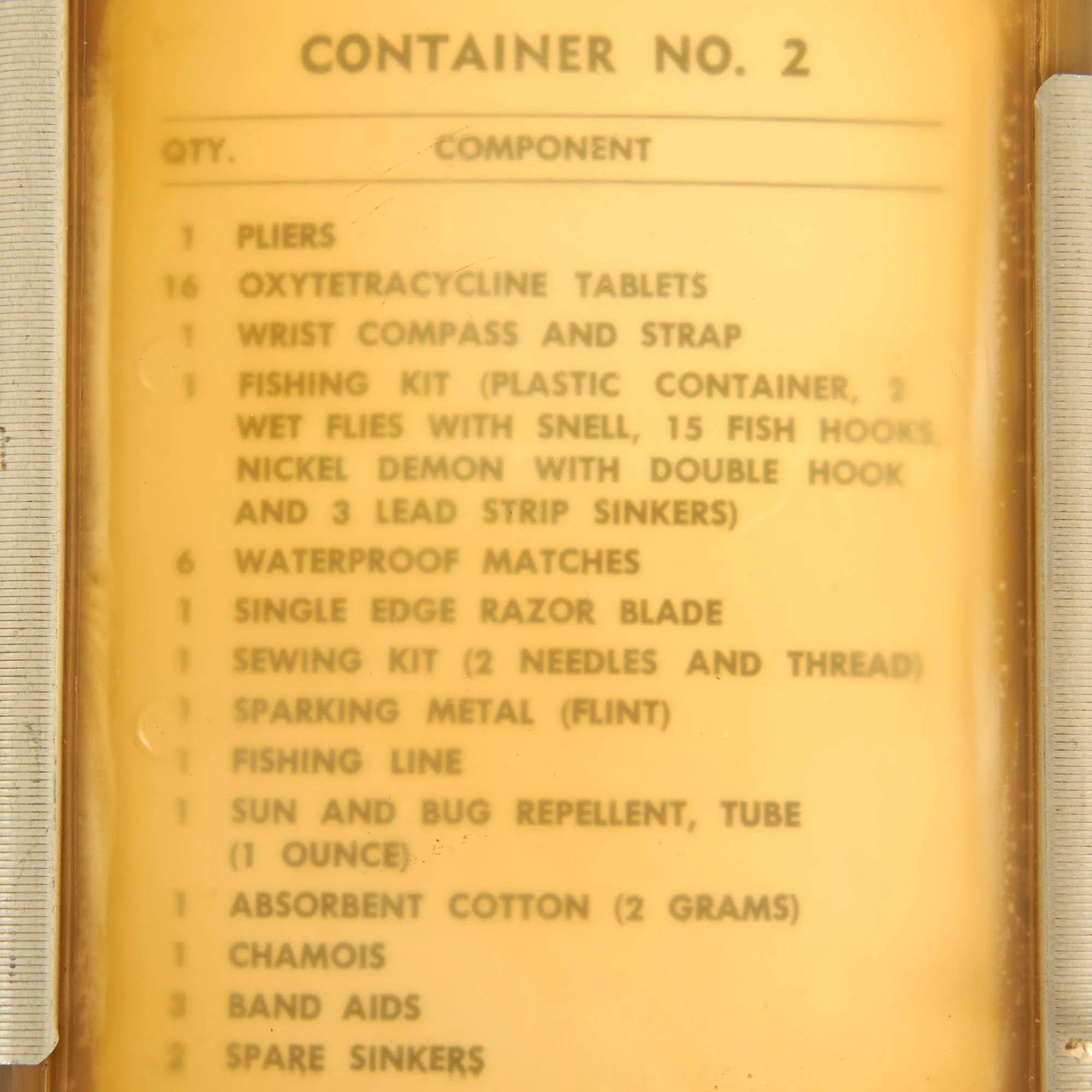 Original U.S. Vietnam War 1962 Dated Survival, Escape and Evasion Kit “SEEK” Containers 1 & 2 - Complete - SERE; Survival, Evasion, Resistance and Escape